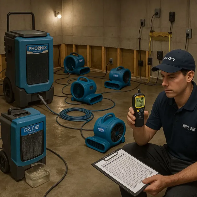 Structural Drying and Dehumidification process in El Paso, IL